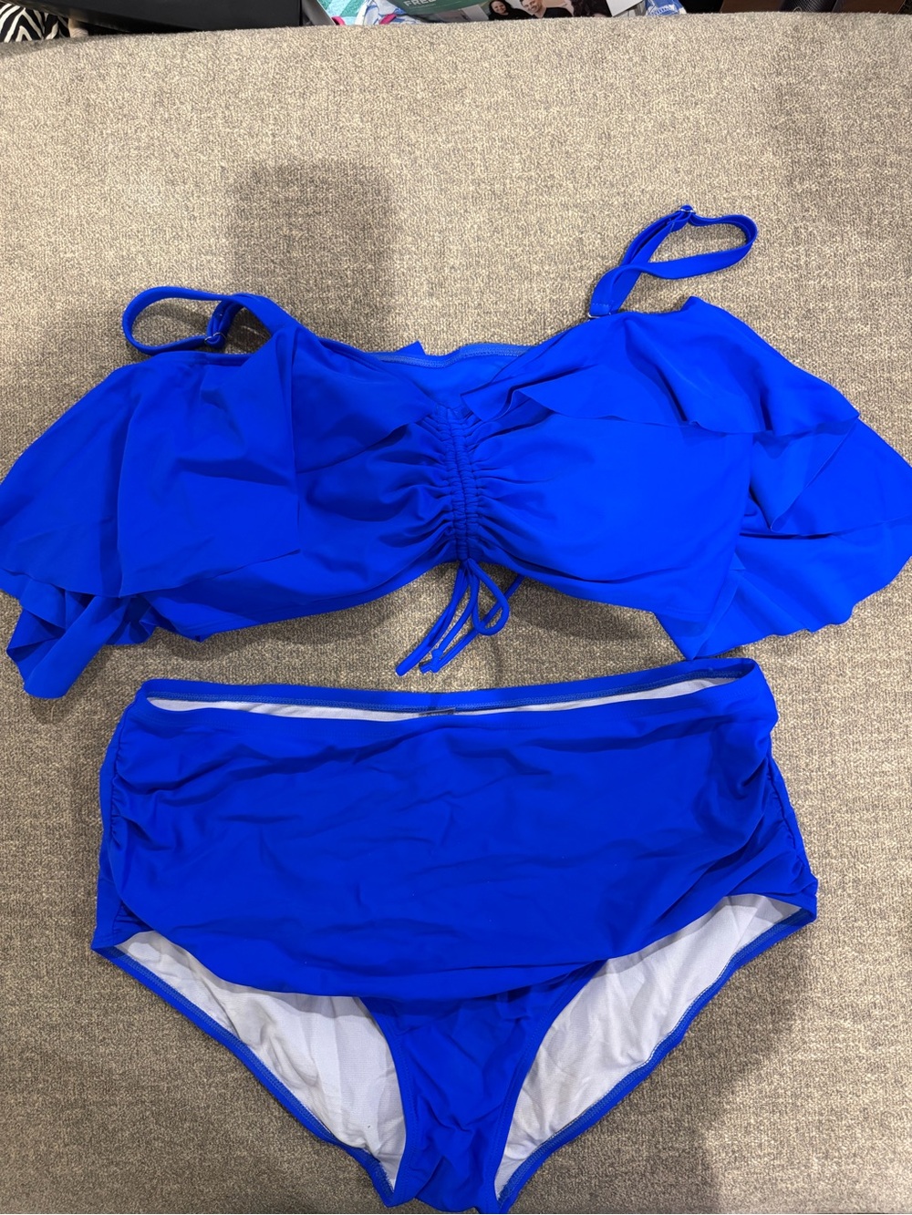 Women’s Ruffle Bikini Set in Bright Blue - Adjustable Two-Piece Swimwear